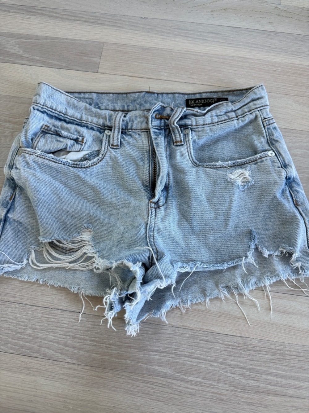 Blank NYC Light Wash Distressed Denim Cutoff Shorts